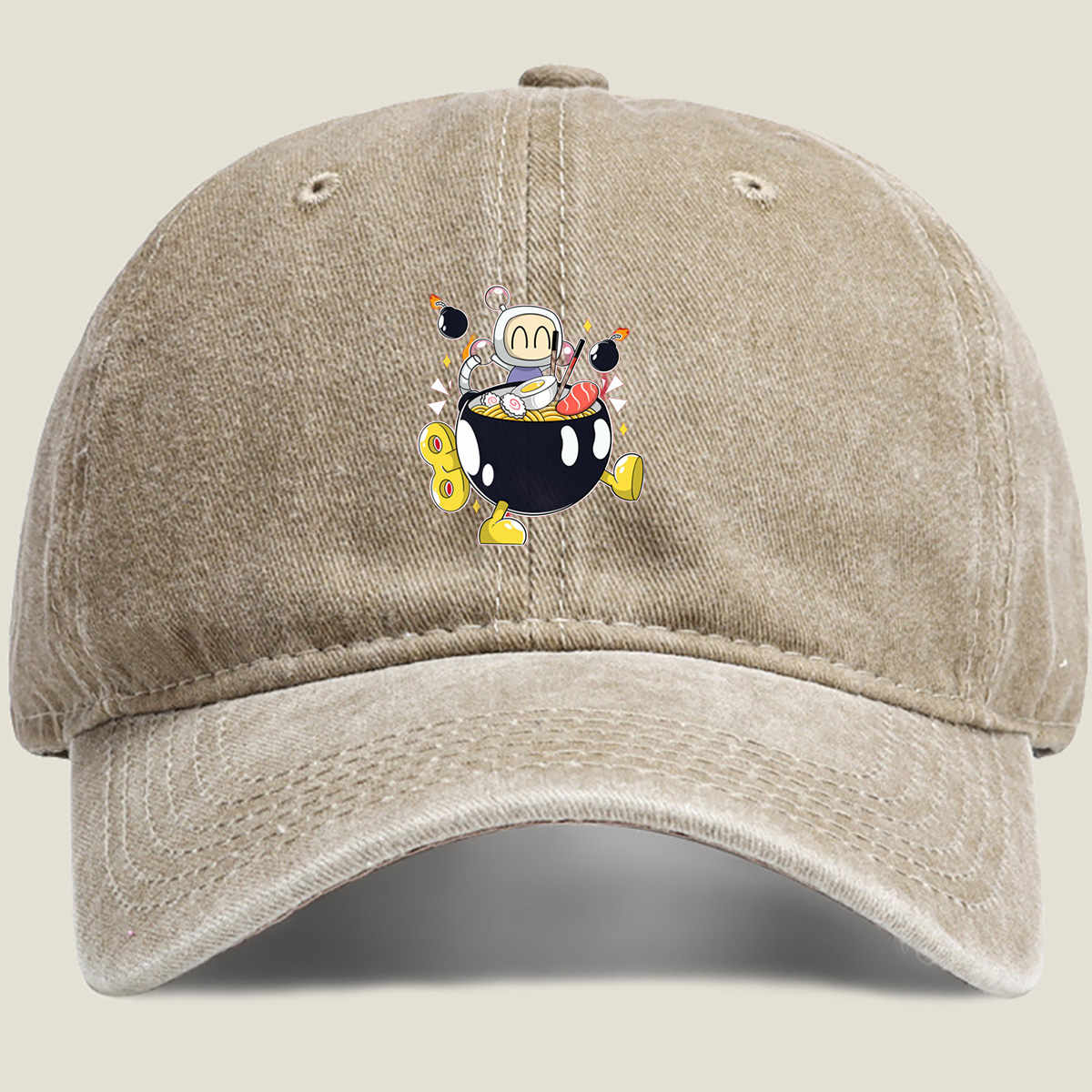 Bomberman and Ramen Bowl Adventure - Washed Denim - Baseball Cap