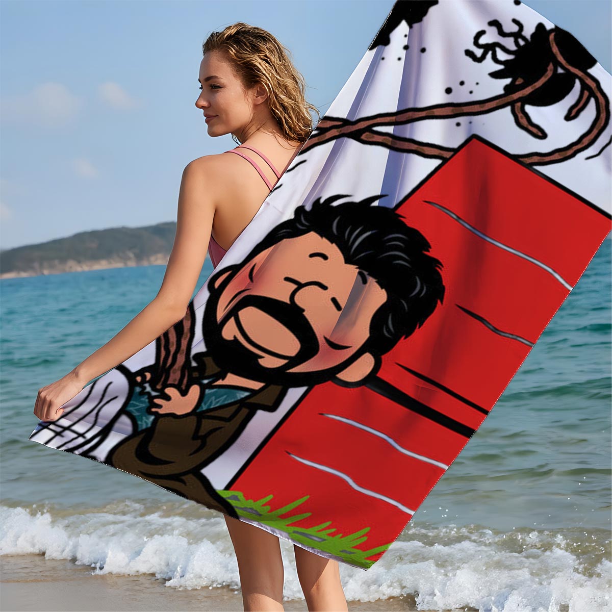 Man with Tentacles and Red Box - Beach towels