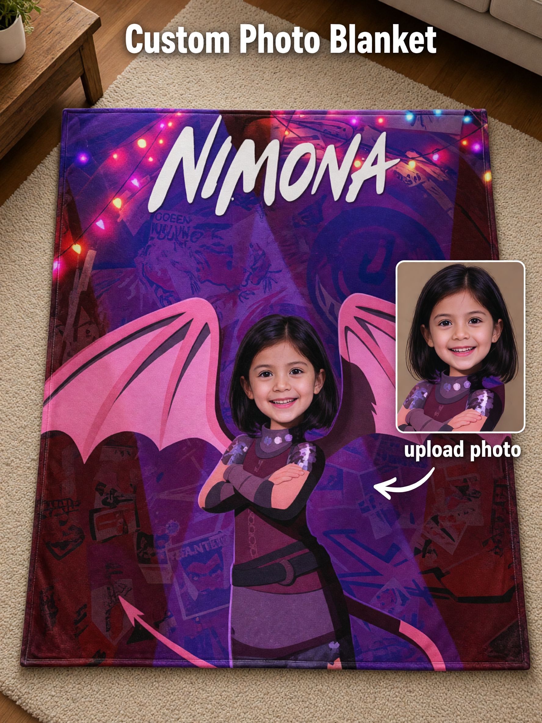Custom Face Photo Blanket Ultra Soft Flannel Throw Fleece Ideal Personalized Superhero Cartoon Gift for Bed Couch