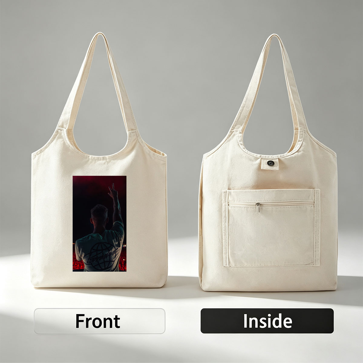 Martin Garrix Live Performance Raising Hand in Crowd at Concert - Canvas shoulder bags/