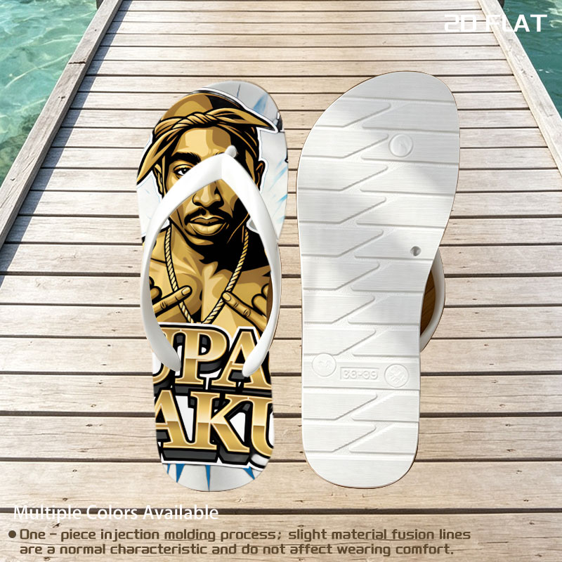 Tupac Shakur Thug Life Portrait -  flip-flops