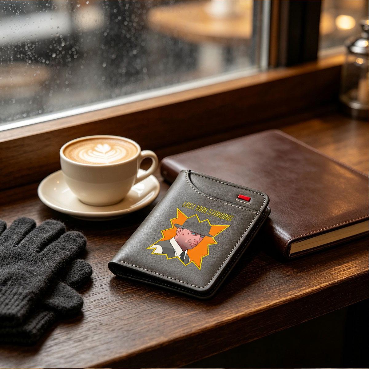 Last Man Standing: Animated Portrait of a Suave Man in Hat and Vest - Vertical Style Wallet