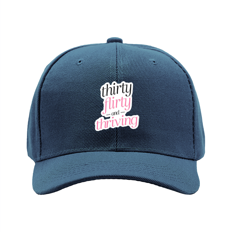 1pc New Baseball Cap Thirty Flirty and Thriving Print Unisex Adjustable Hat for Outdoor Activities Adults Fashion Statement Casual Wear