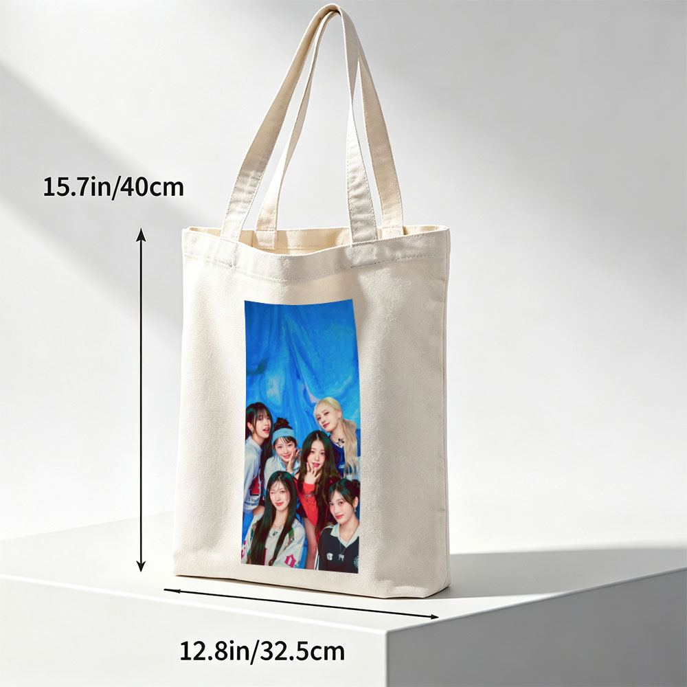 IVE Group Photo with Blue Background and Casual Outfits - Canvas tote bags