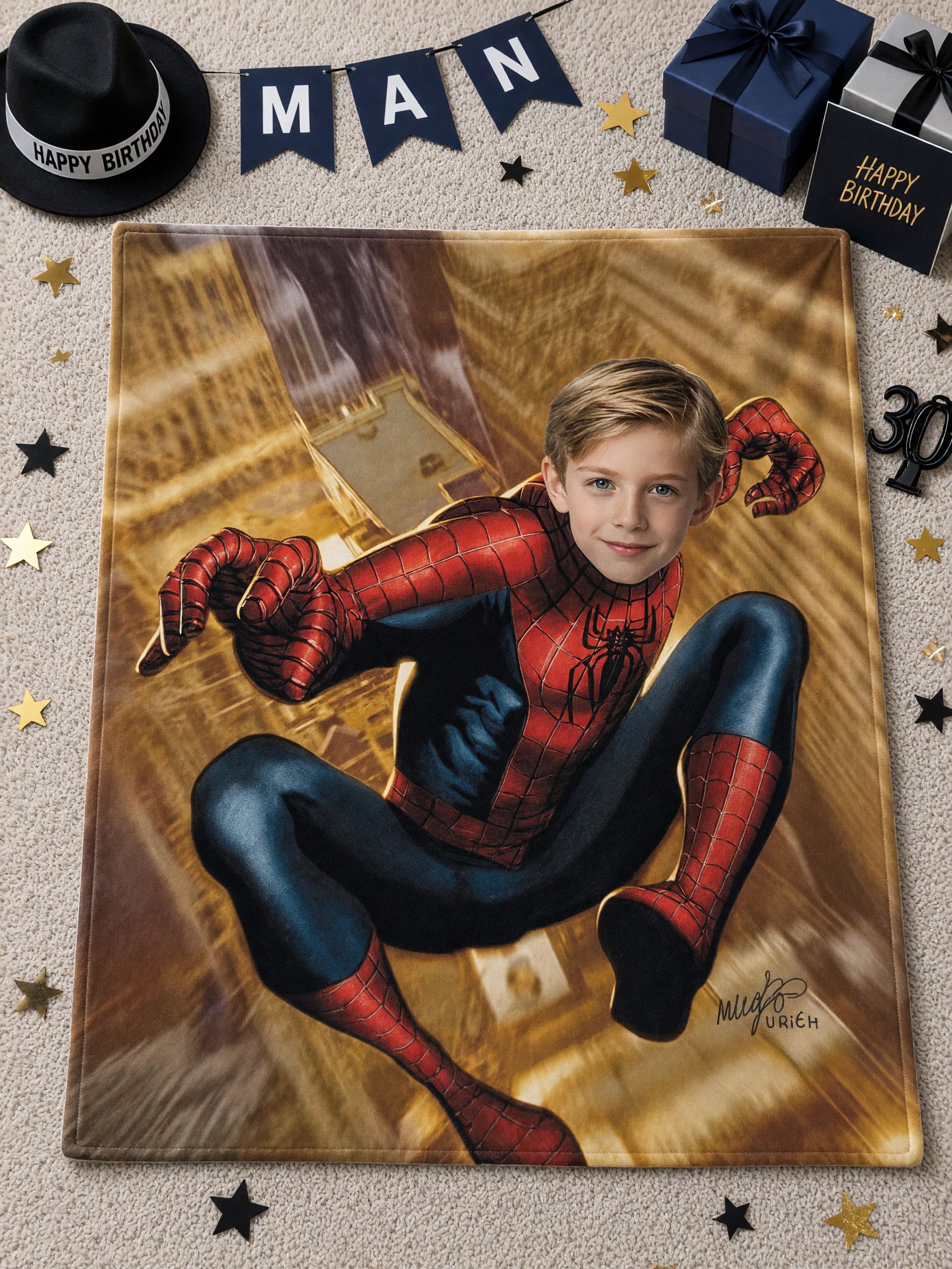 Custom Photo Superhero Flannel Throw Blanket Soft Anti-Pilling Fleece Bedding Ideal Personalized Gift