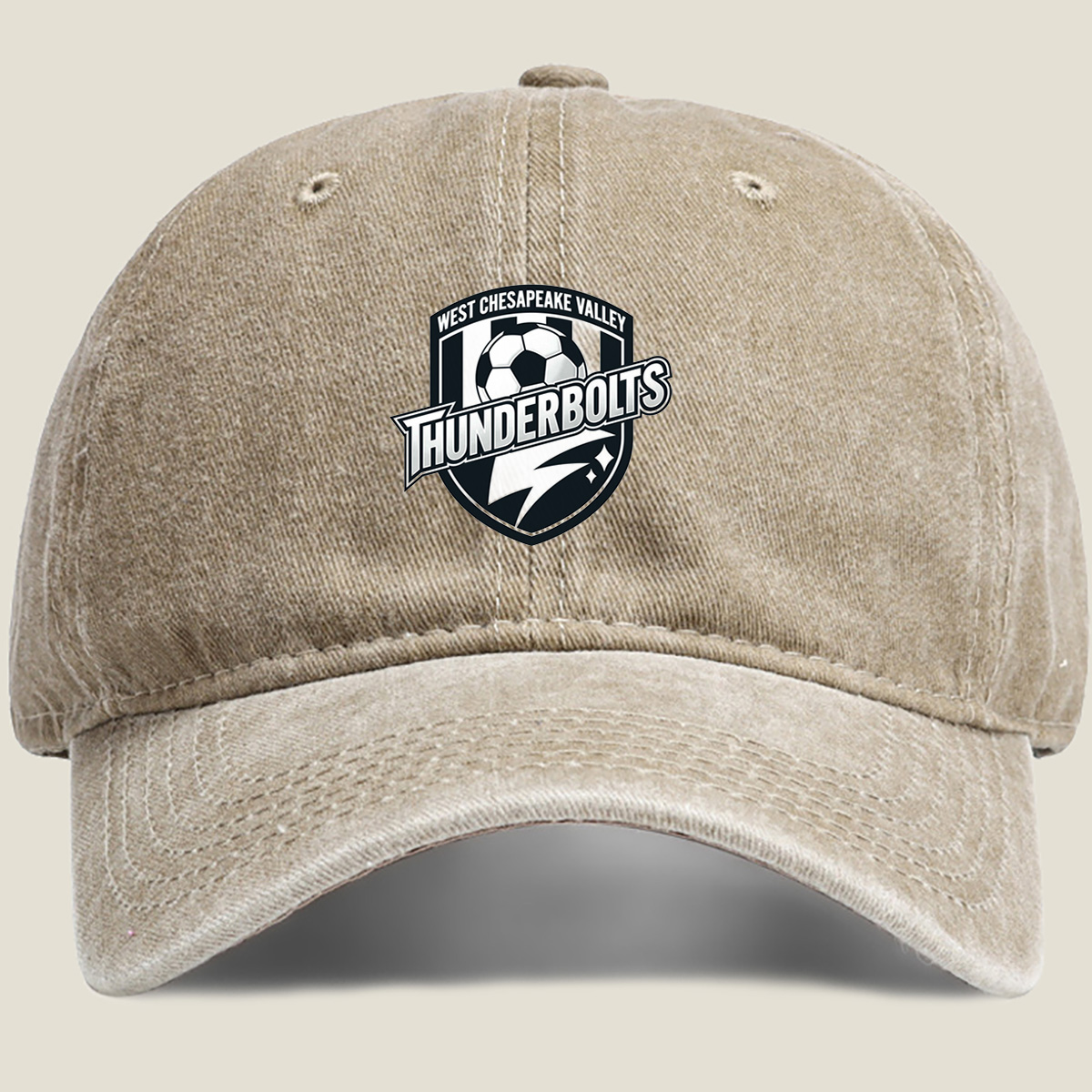 West Chesapeake Valley Thunderbolts Soccer Team Logo - Washed Denim - Baseball Cap