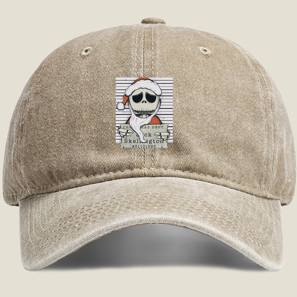 Jack Skellington Christmas Dept Mugshot - Washed Denim - Baseball Cap