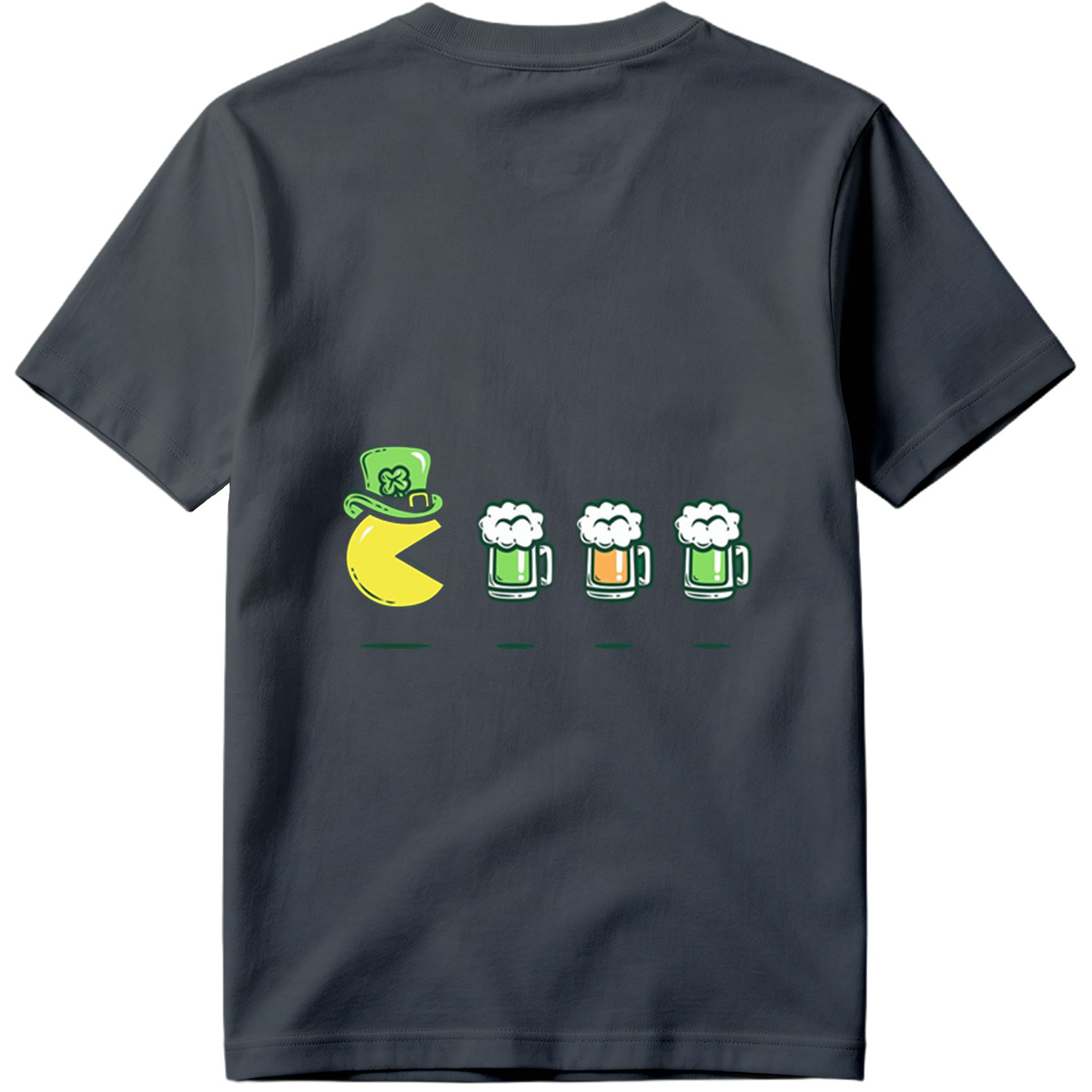 Pac-Man Wears a Leprechaun Hat and Approaches Beer Mugs - Tee