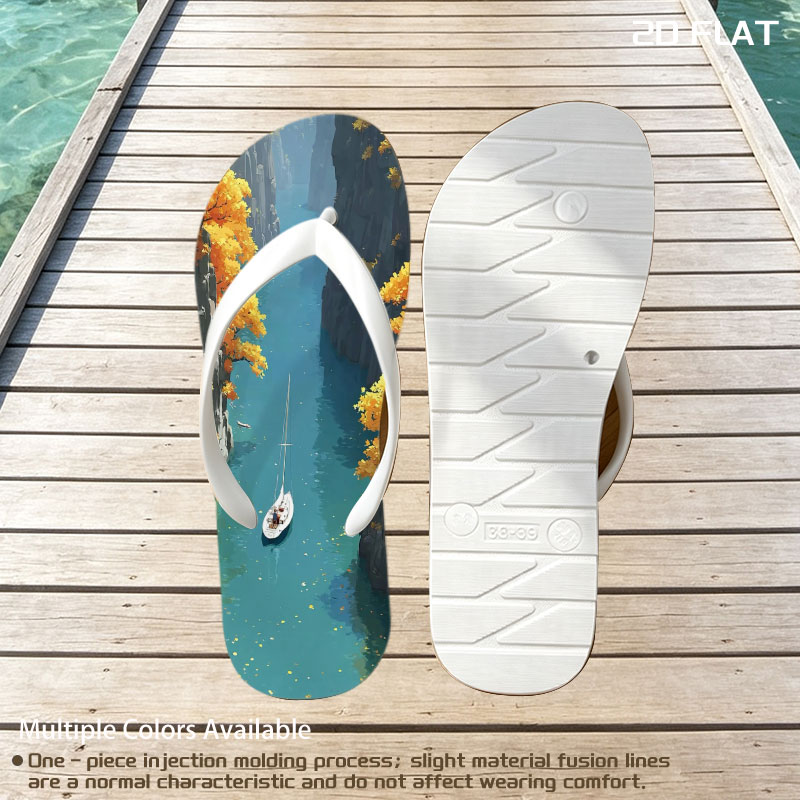 Sailboat Gliding Through Autumn Canyon -  flip-flops