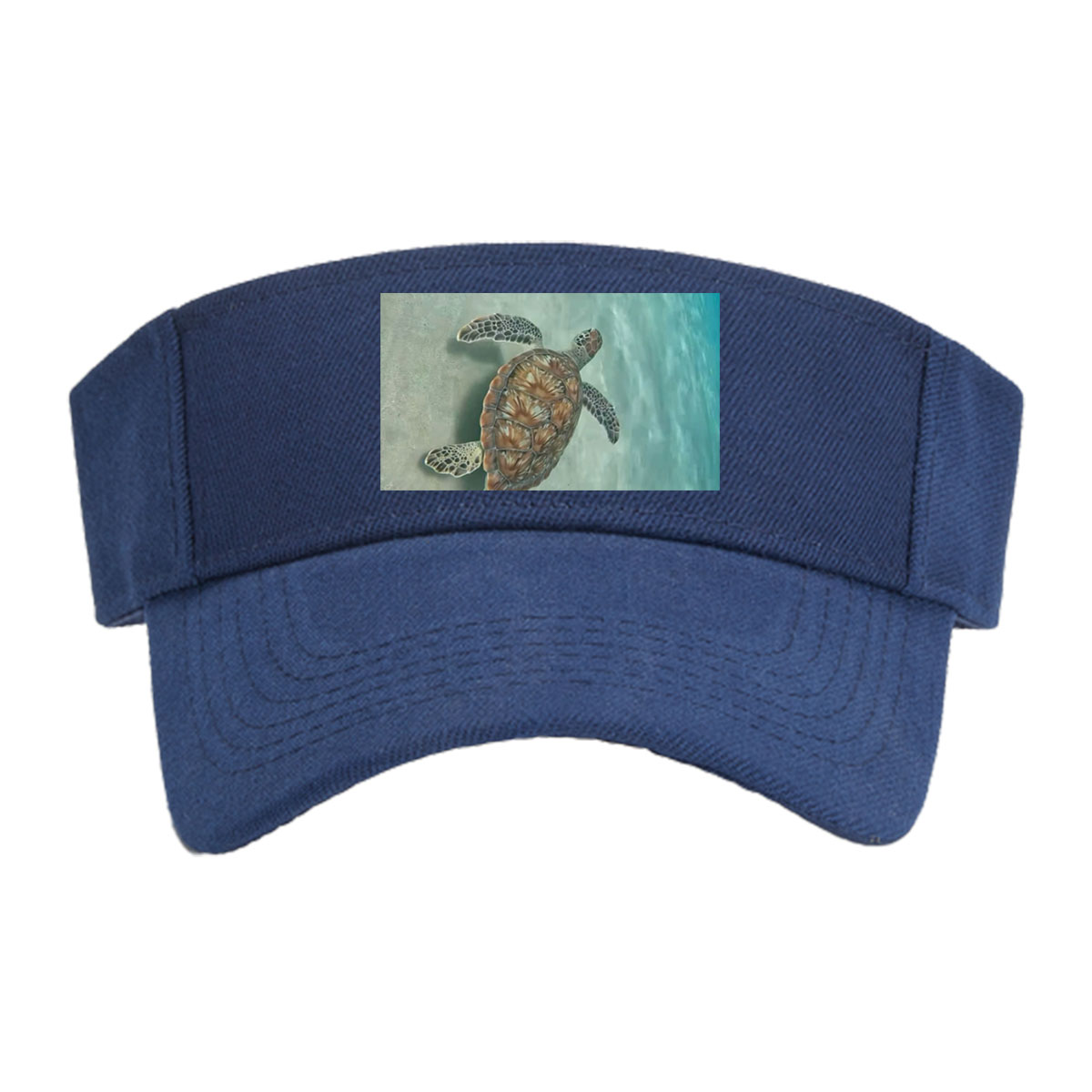 Sea turtle swimming gracefully over sandy ocean floor -  Visor cap