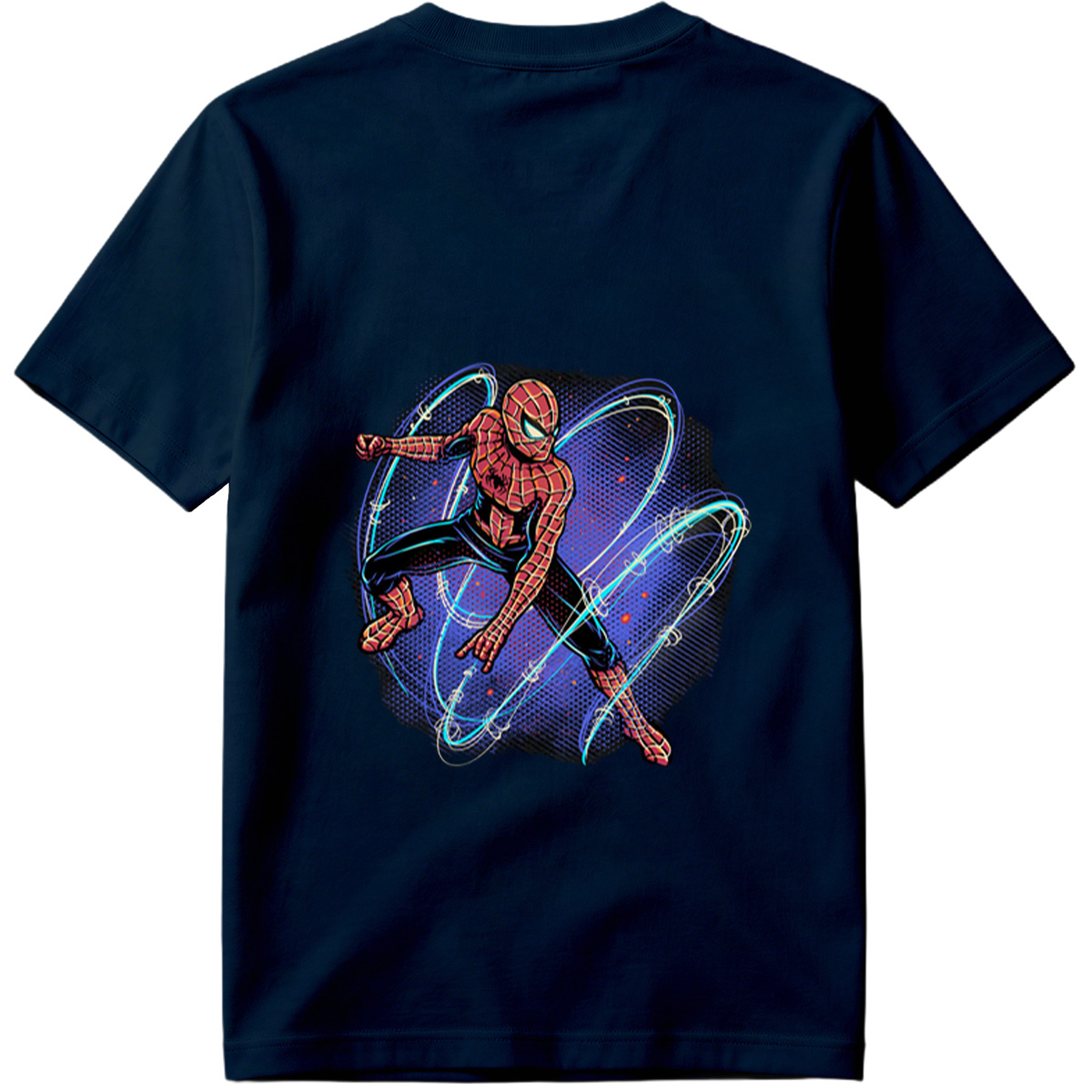 Spider-Man in Action with Dynamic Web Swirls - Tee