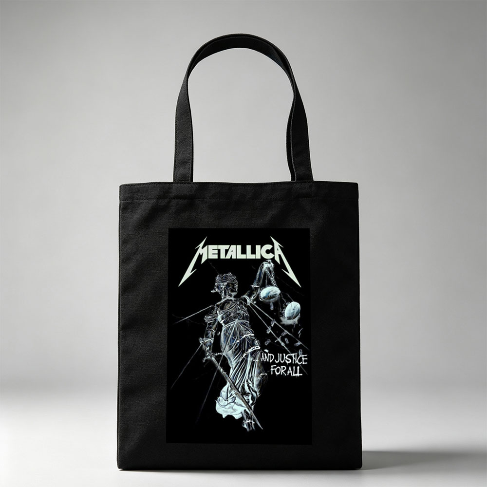 Metallica Band Justice Statue Album Cover Art - Canvas tote bags