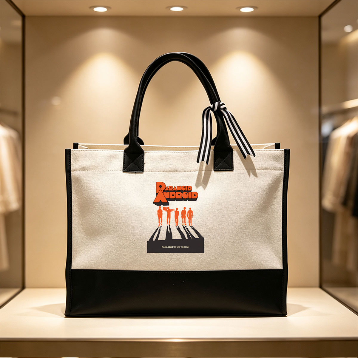 Paranoid Android: The Band's Silhouettes on Stage - Canvas patchwork gift tote bag