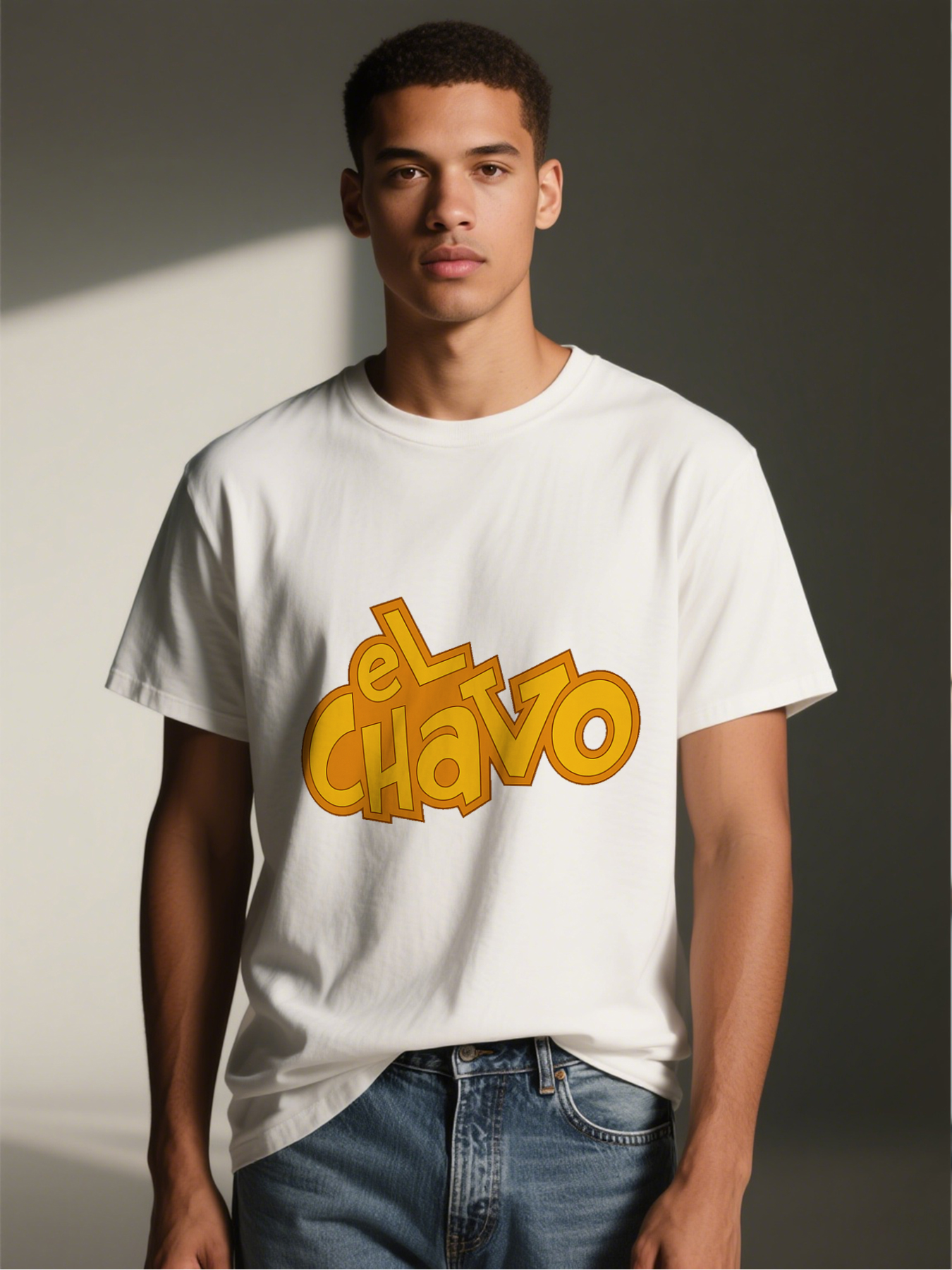 Men's El Chavo Printed T-Shirt Featuring Bold Yellow Logo Design Casual Round Neck Lightweight Breathable Summer Short Sleeve Tee for Fans of Classic Comedy Series Adults and Teenagers