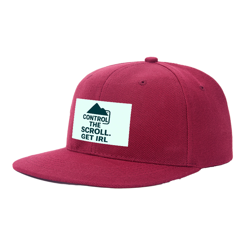 Flat Brim Baseball Cap Control The Scroll Get IRL Mountain Logo Streetwear Underground Skate Style for Basketball Court Skate Park Urban Lifestyle Skaters Rappers Streetwear Enthusiasts