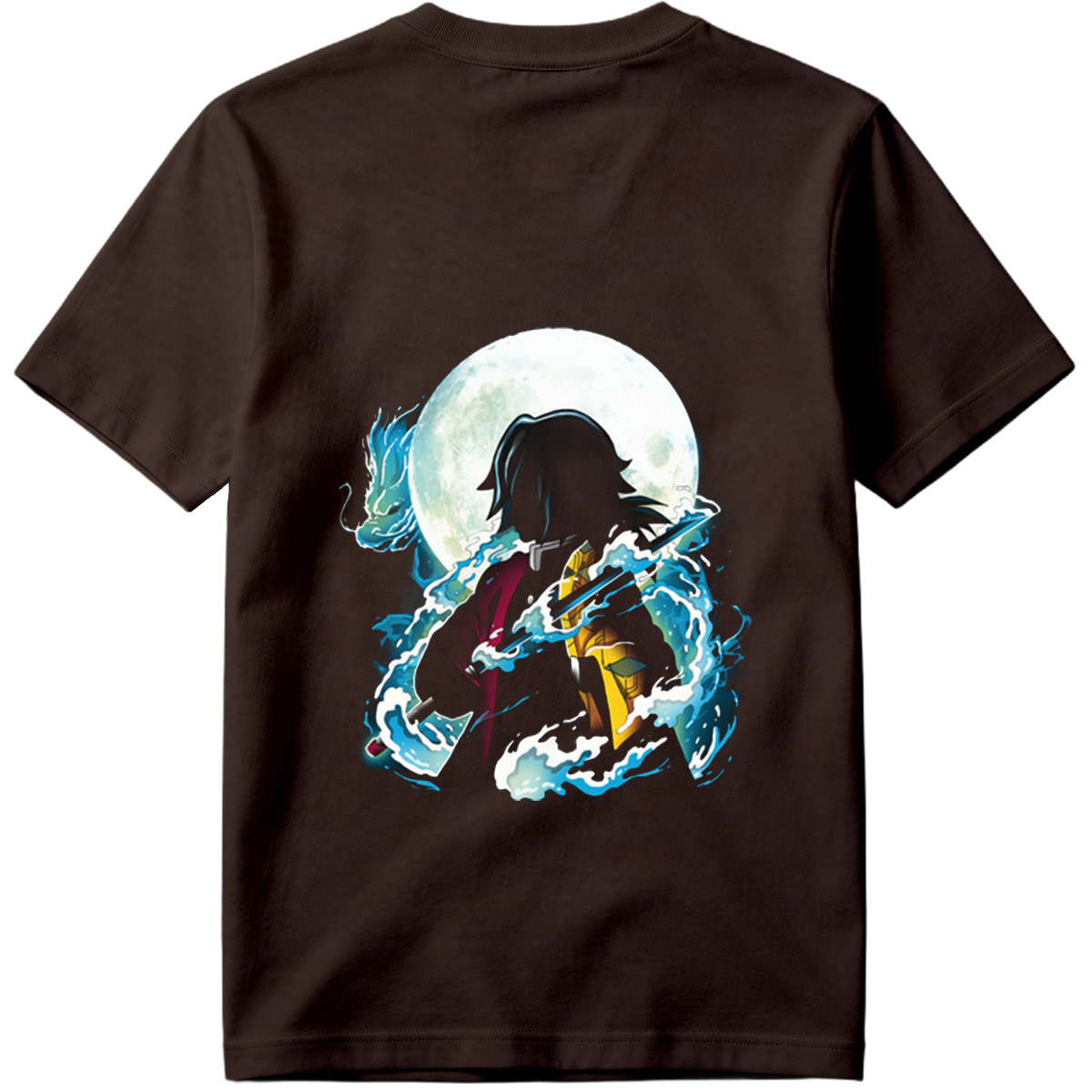 Demon Slayer Tanjiro Kamado Water Breathing Moon Background - Tee