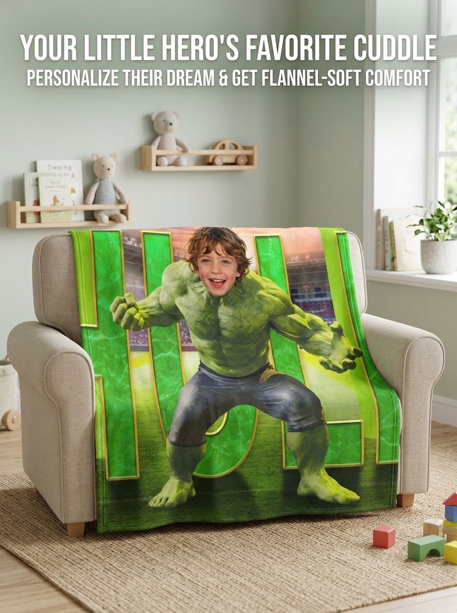 Custom Face Superhero Blanket Personalized Photo Flannel Throw for Kids and Adults Ultra Soft Cozy Gift