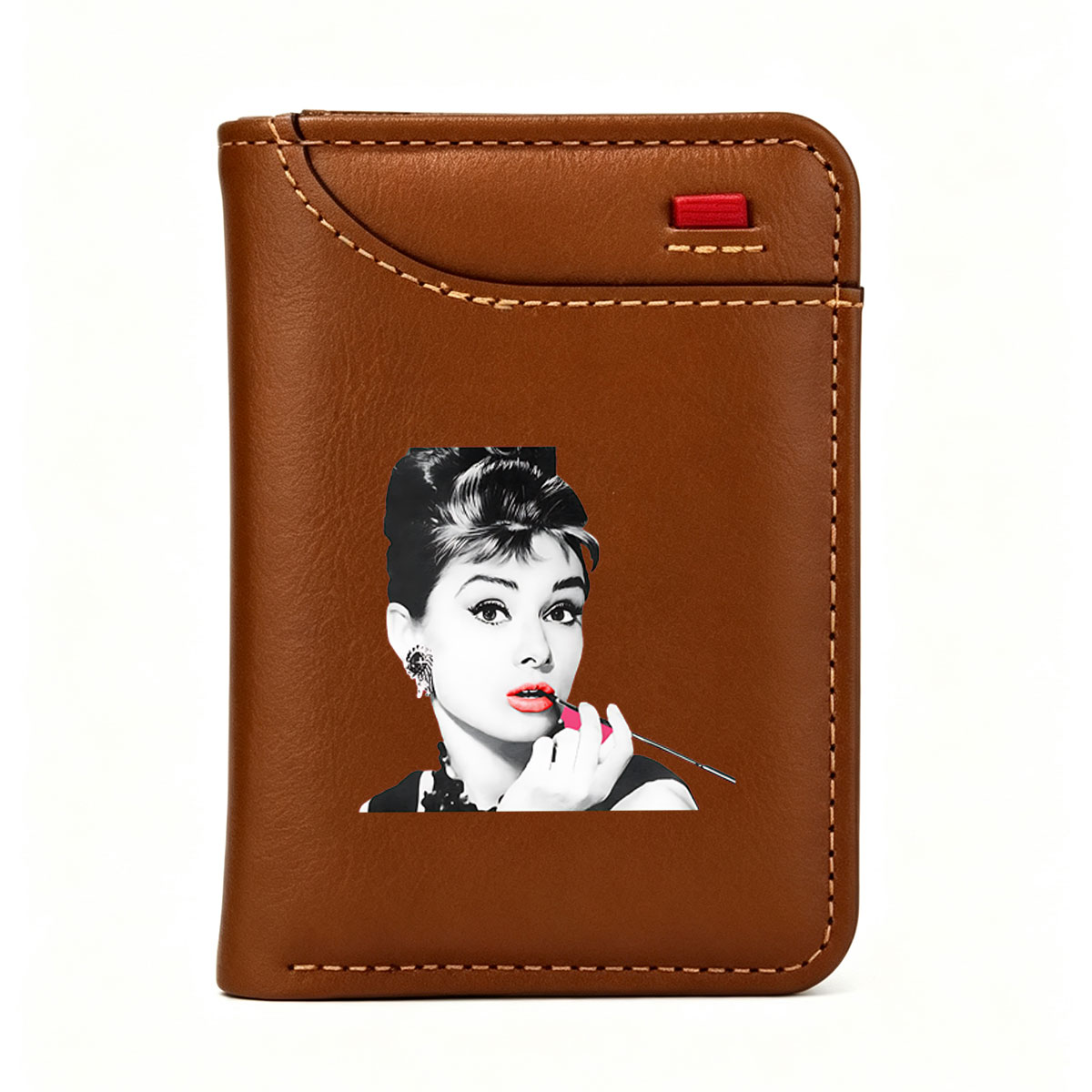 Audrey Hepburn Applying Red Lipstick - Vertical Style Wallet