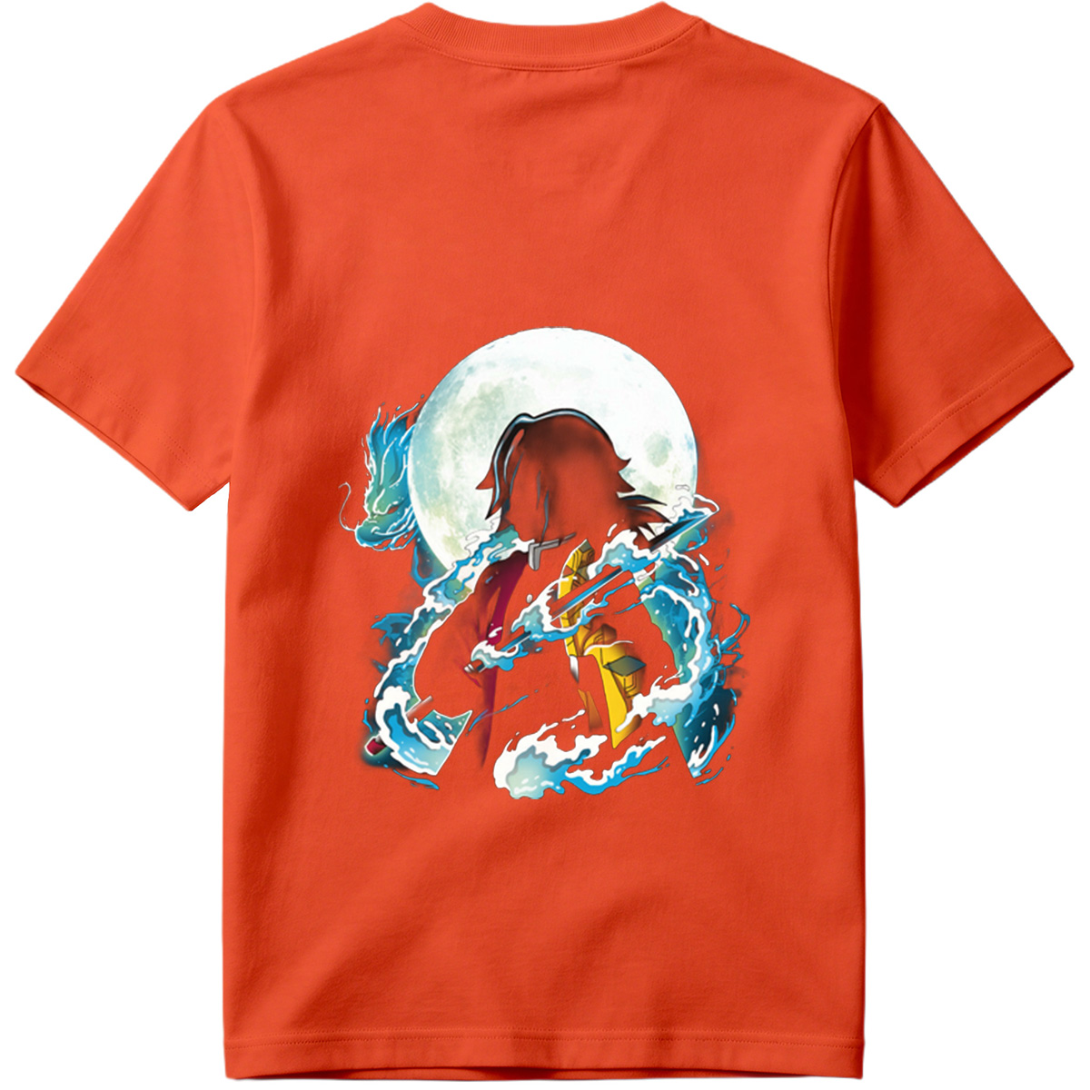 Demon Slayer Tanjiro Kamado Water Breathing Moon Background - Tee