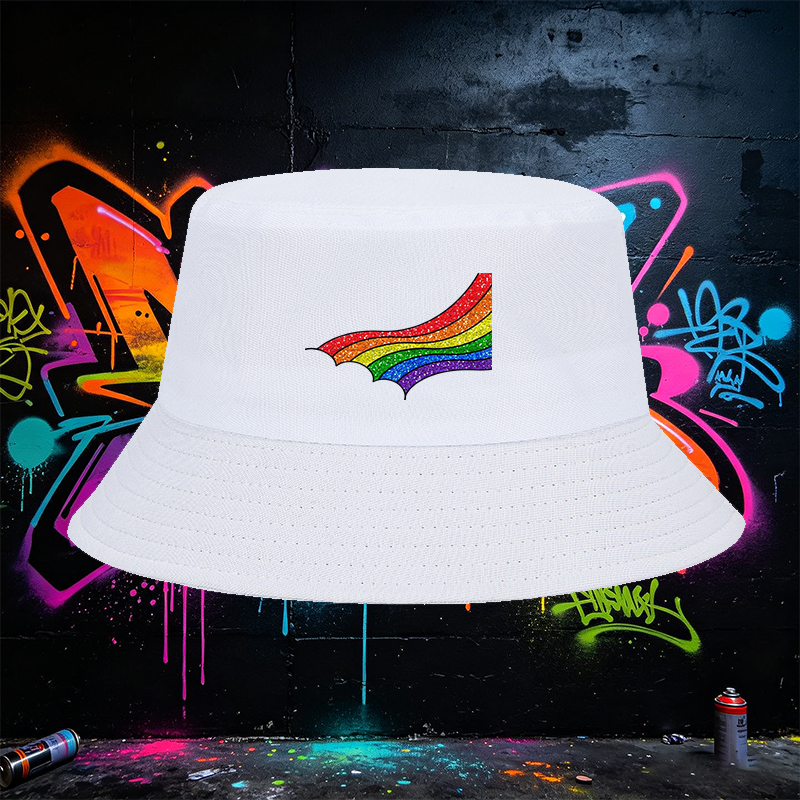 Unisex Bucket Hat with Glitter Rainbow Print - Classic Stylish Sun Protection Cap for Outdoor Activities, Beach, Travel, and Everyday Wear - Perfect for Adults Seeking Fashionable and Comfortable Headwear
