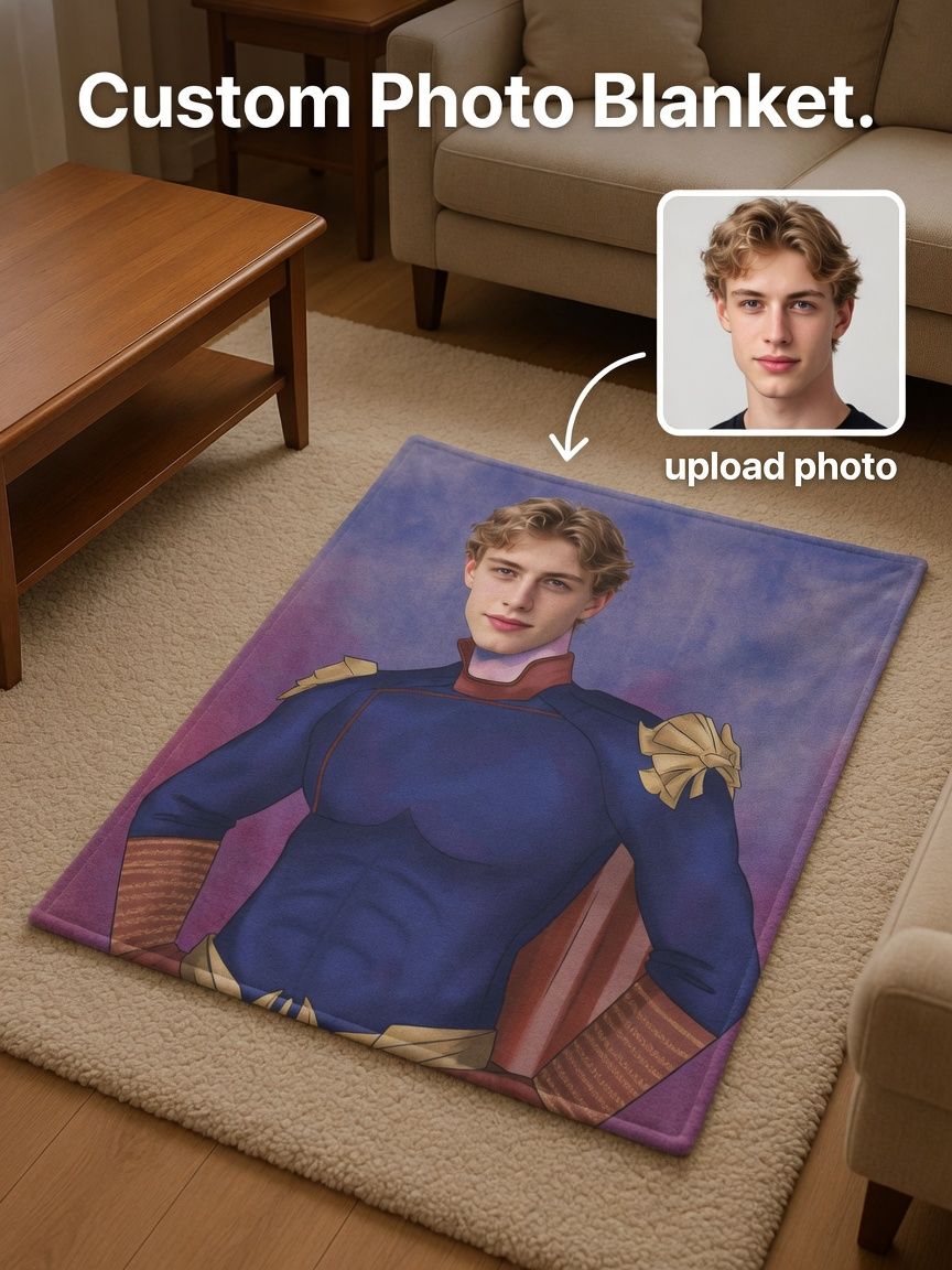 Custom Photo Face Blanket Personalized Superhero Flannel Throw Soft Anti-Pilling Cozy Plush Blanket for Unique Gifts