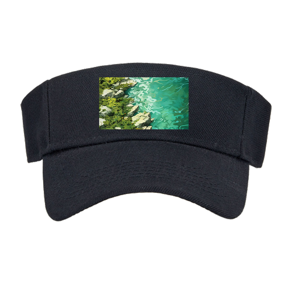 Crystal Clear River Winding Through Rocky Landscape -  Visor cap