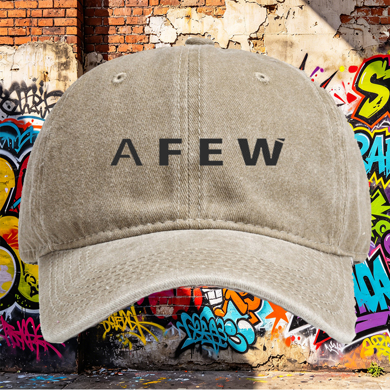 Unisex Classic Washed Cap with AFEW Logo Print - Perfect for Casual Outings, Urban Style, and Everyday Wear - Ideal for Adults Seeking Trendy, Comfortable Headwear