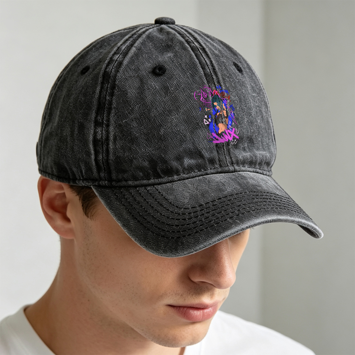 Cindy the Hacker: Cyberpunk Chaos - Washed Denim - Baseball Cap