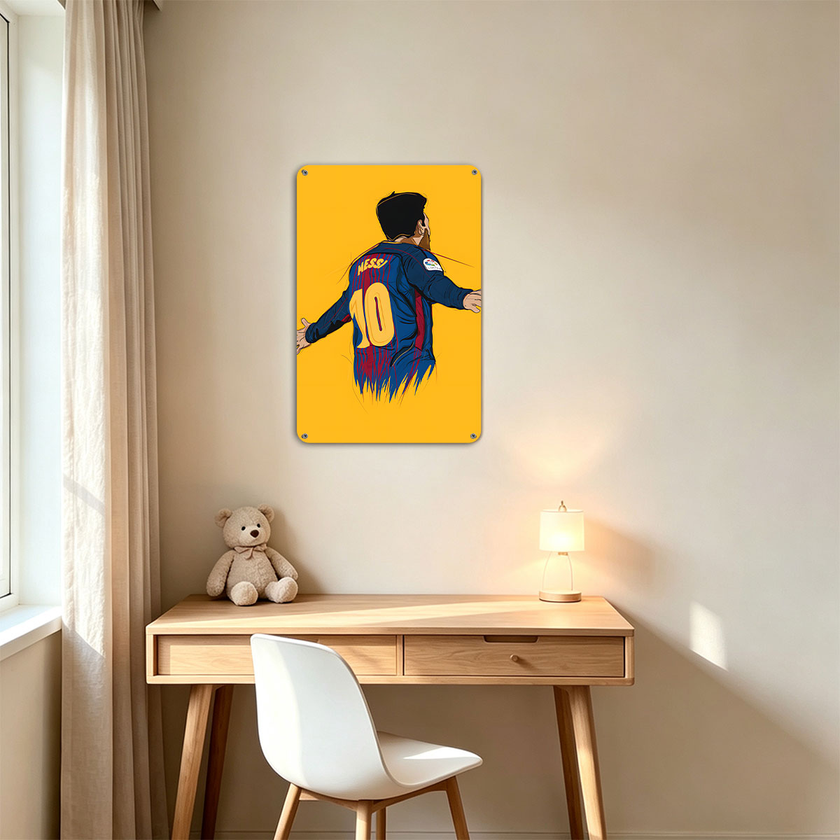 Messi in Barcelona Jersey, Number 10, Celebrating Goal - painting