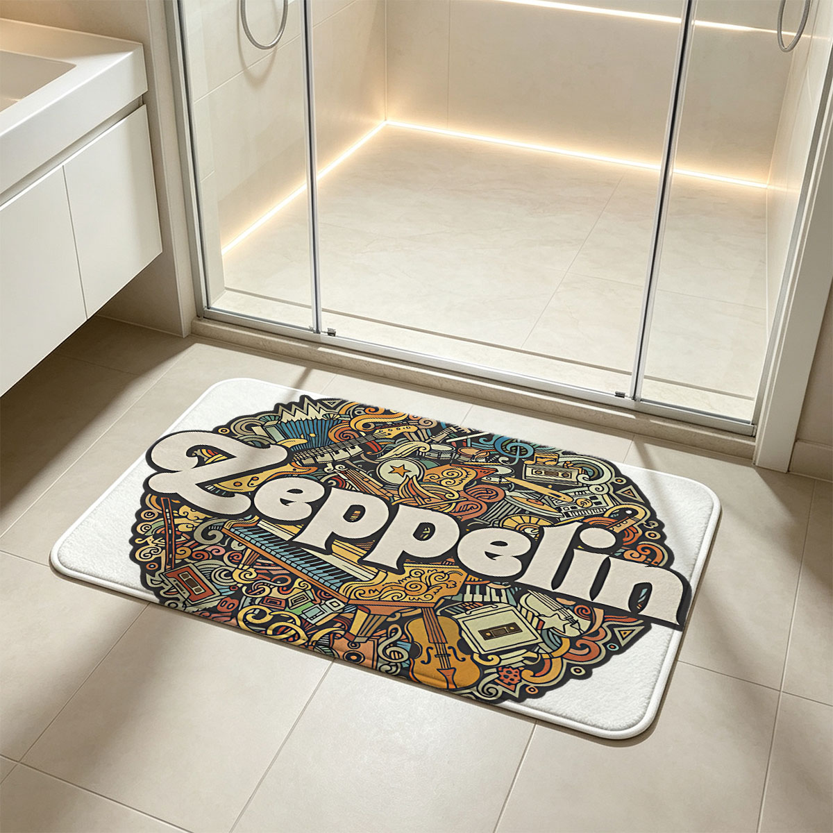 Led Zeppelin Music Instruments Artwork - Flannel floor mat