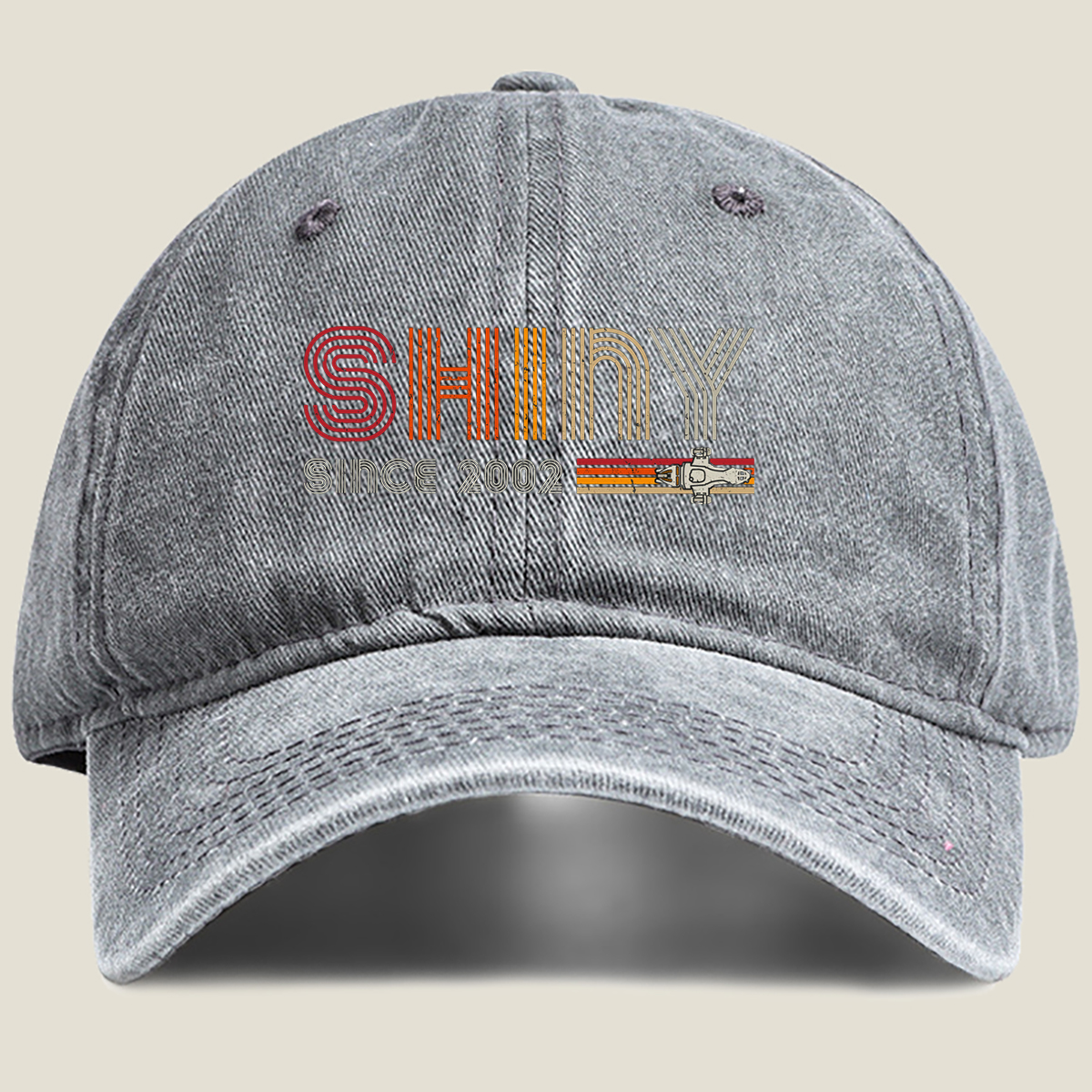 Shiny Since 2002: Retro Robot Design - Washed Denim - Baseball Cap