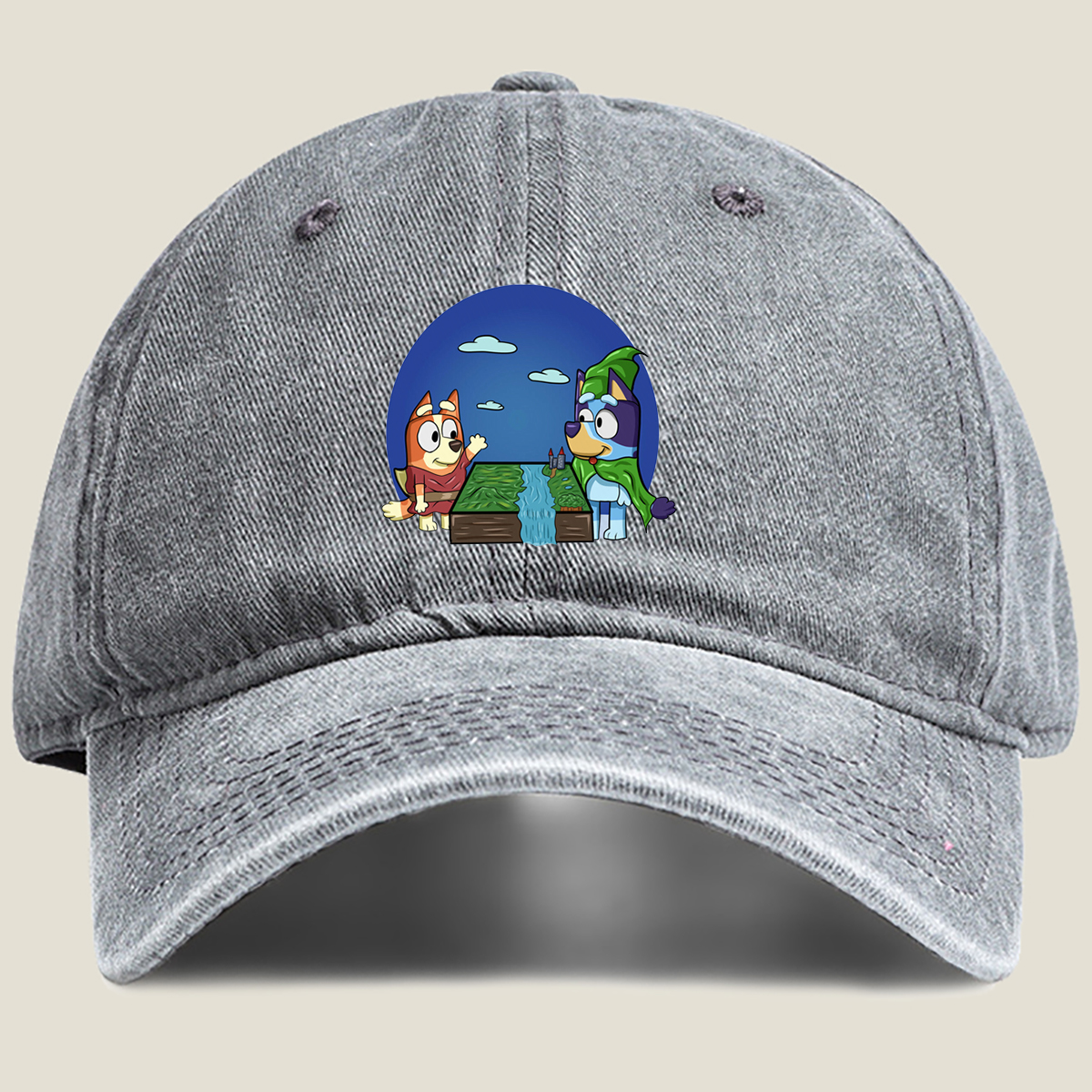 Bluey and Bingo in a Fantasy Adventure - Washed Denim - Baseball Cap
