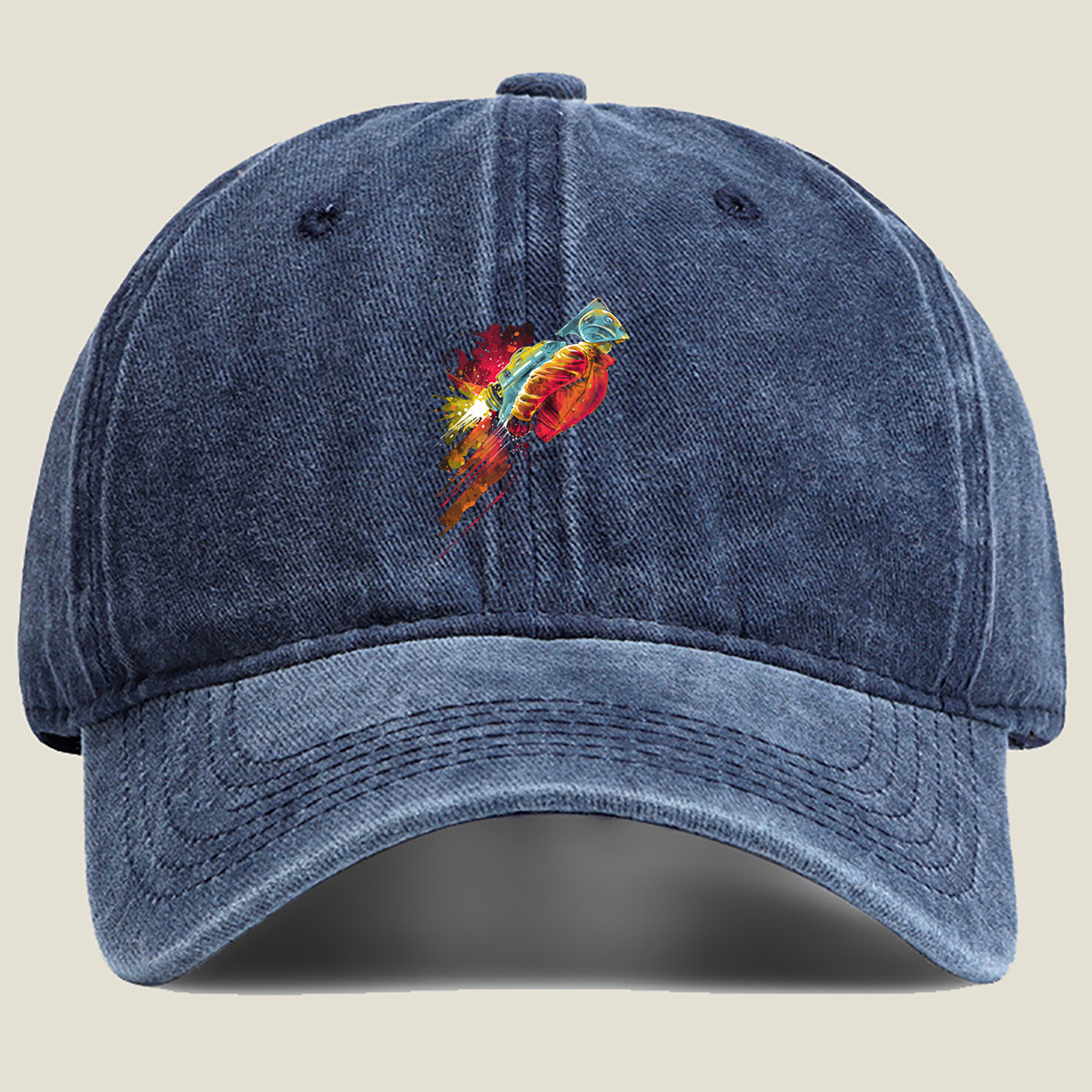 Rocket Racer: Speed Demon in Motion - Washed Denim - Baseball Cap