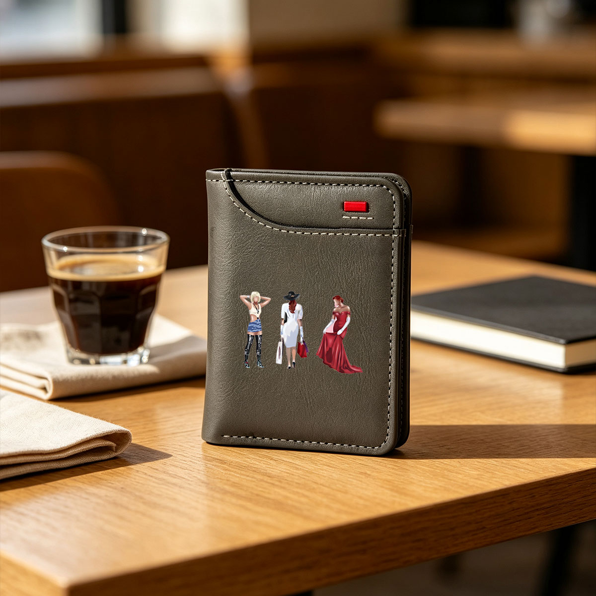 Three Stylized Women in Distinct Outfits: Casual, Elegant, and Formal Fashion - Vertical Style Wallet