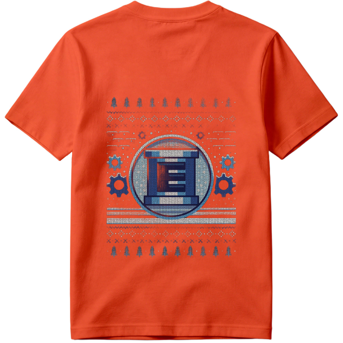 Pixel Winter Emblem: Column & Gears Holiday Design - Tee