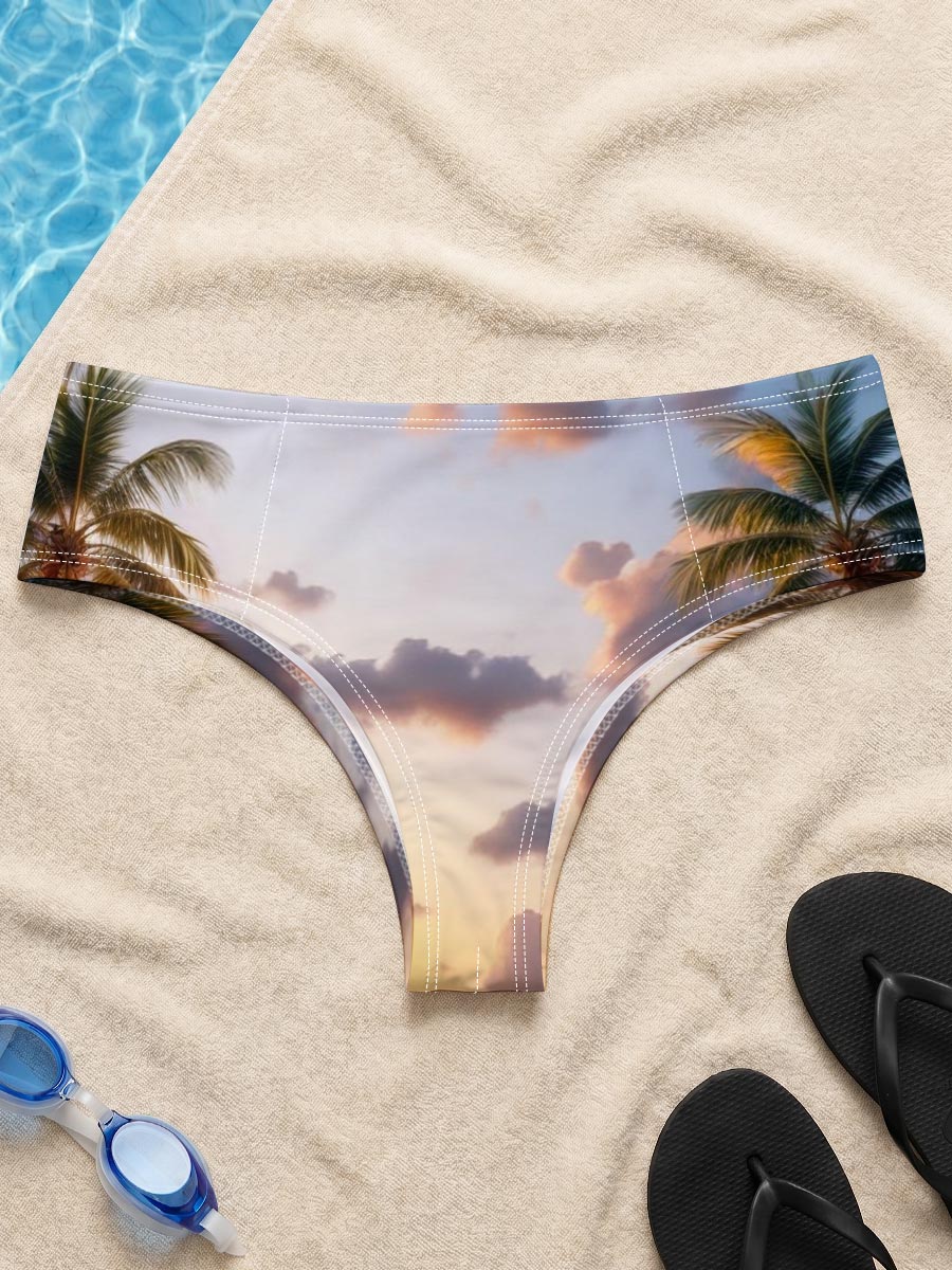 Tropical Sunset Beach with Palm Trees and Calm Ocean -  Men's swim trunks