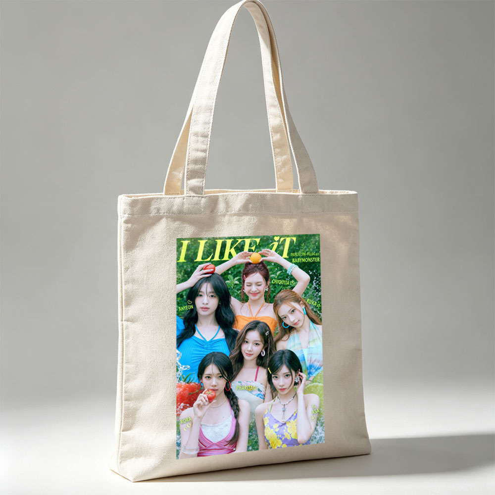 BABYMONSTER Summer Vibes in Colorful Outfits with Fruits and Nature Background - Canvas tote bags