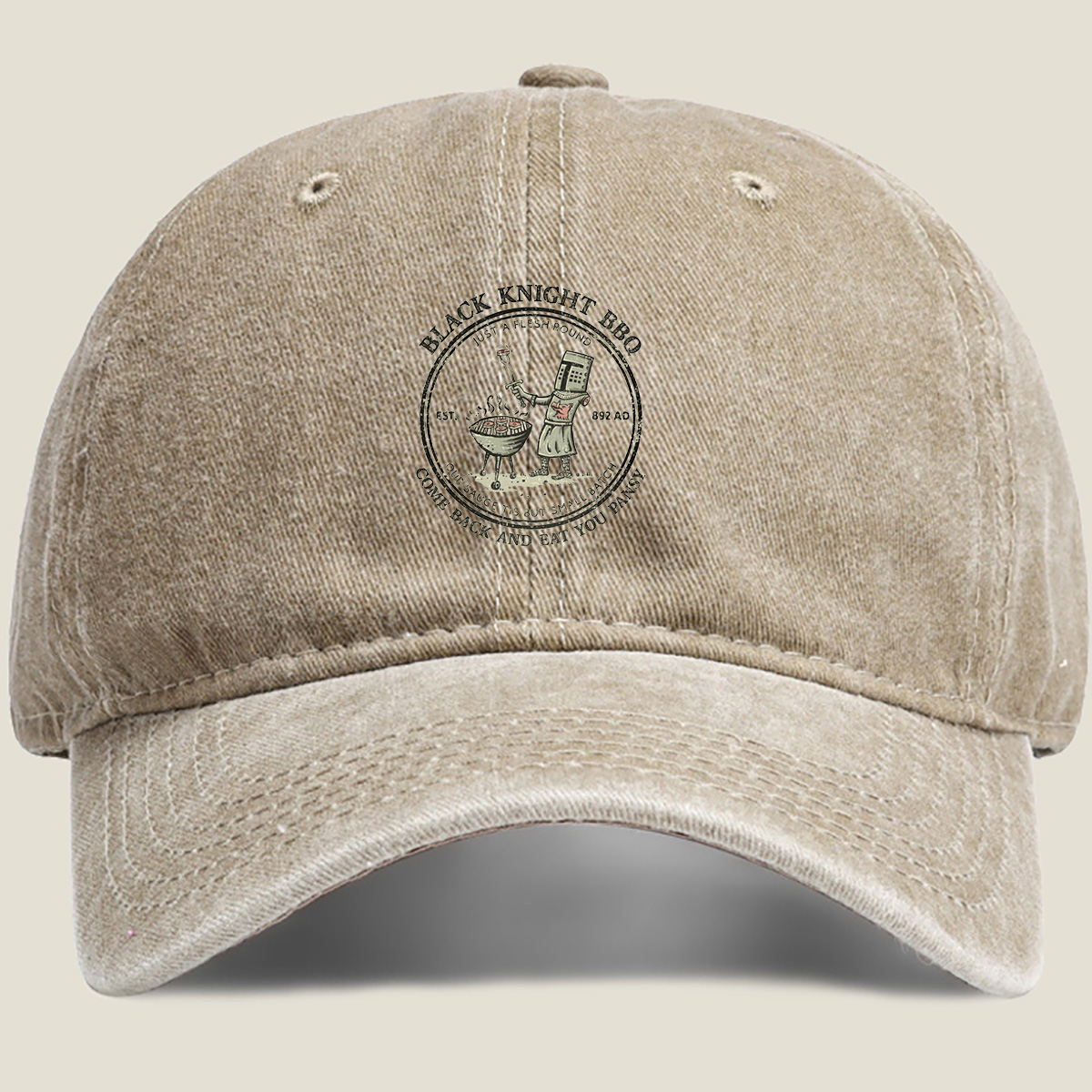 Black Knight BBQ: Just a Flesh Round - Washed Denim - Baseball Cap