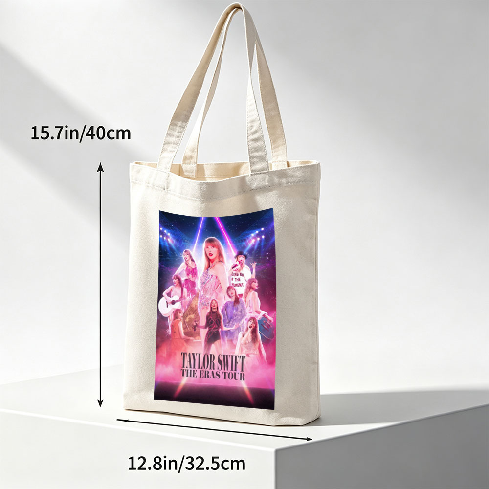 Taylor Swift The Eras Tour Concert Performance Poster with Multiple Outfits and Stage Lights - Canvas tote bags