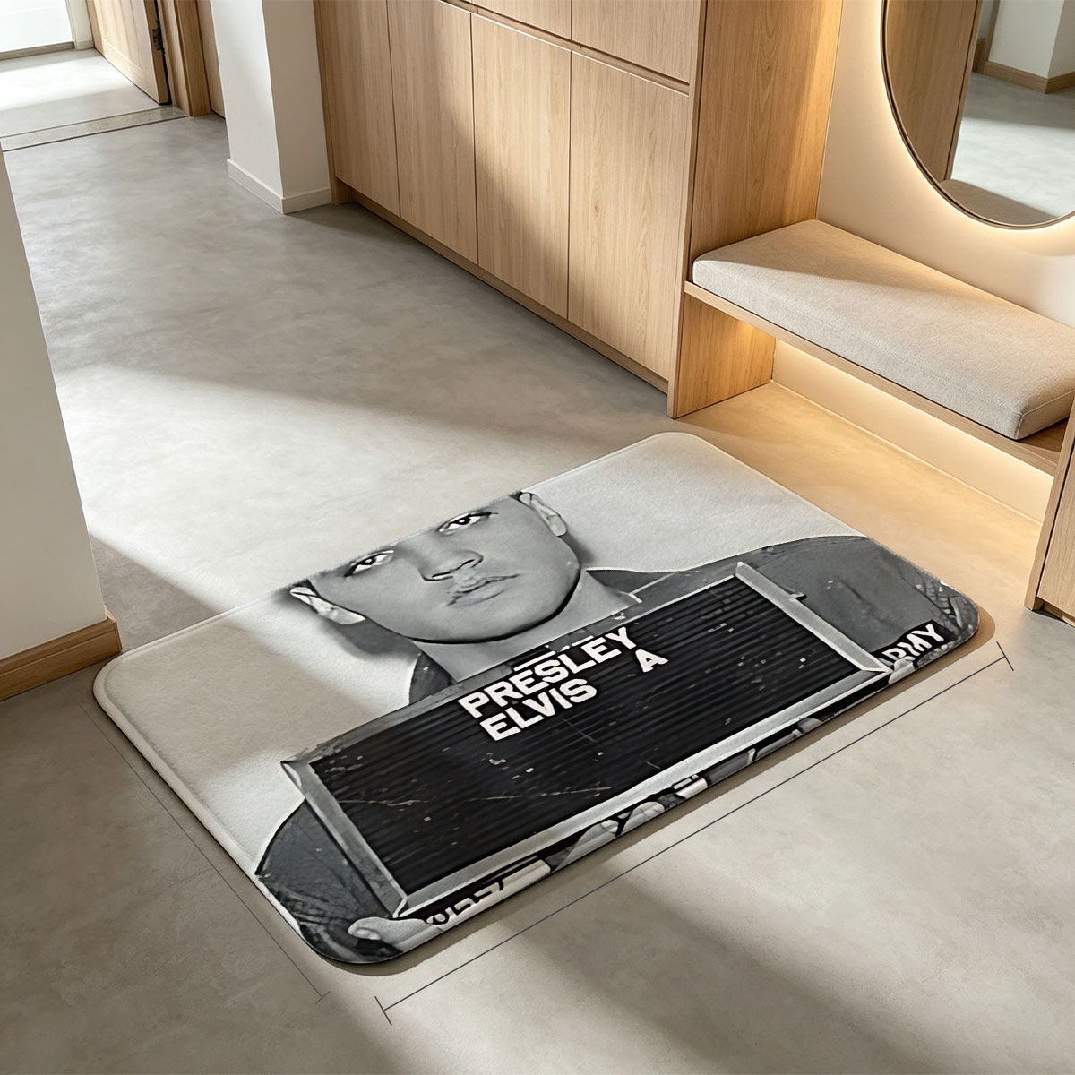 Elvis Presley Army Mugshot 1958 - Flannel floor mat