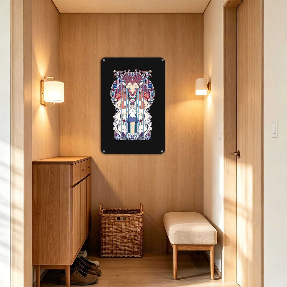 Sailor Moon and Luna in Art Nouveau Style with Mythical Creatures - painting