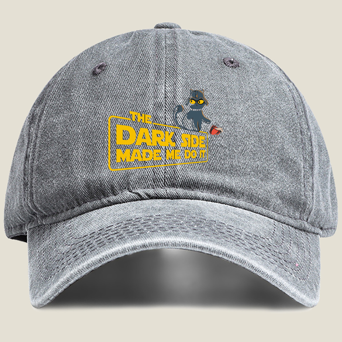 Star Wars - The Dark Side Made Me Do It Cat - Washed Denim - Baseball Cap