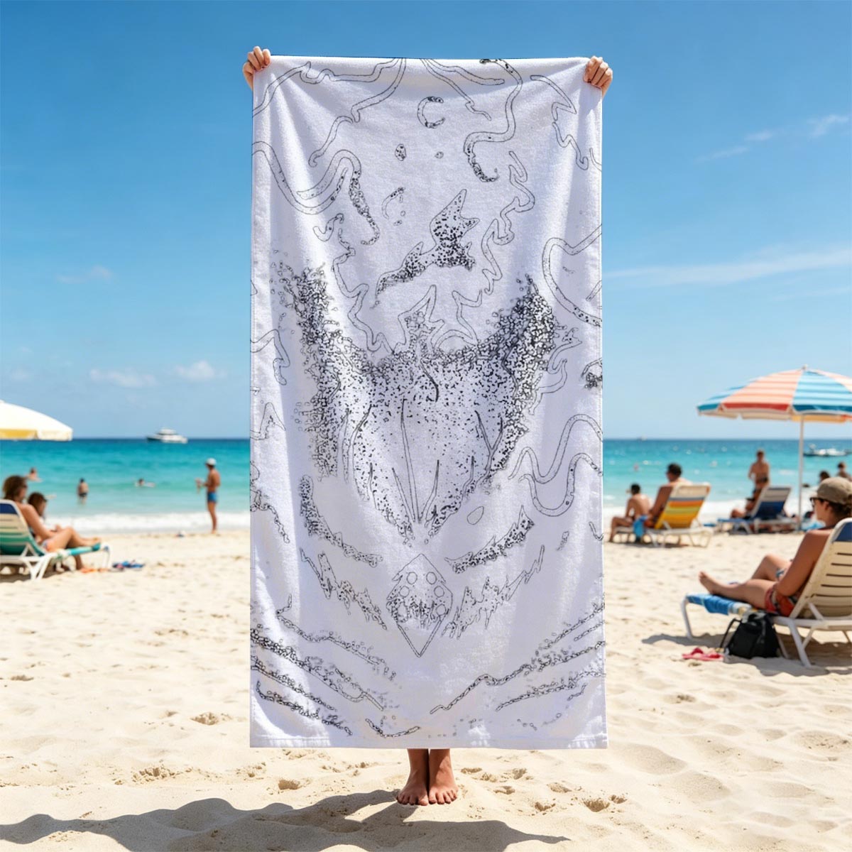 Dark Fantasy Dragon Head Artwork - Beach towels