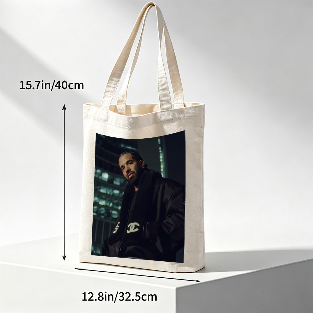 Drake in Urban Night Setting Wearing Chanel Jacket - Canvas tote bags