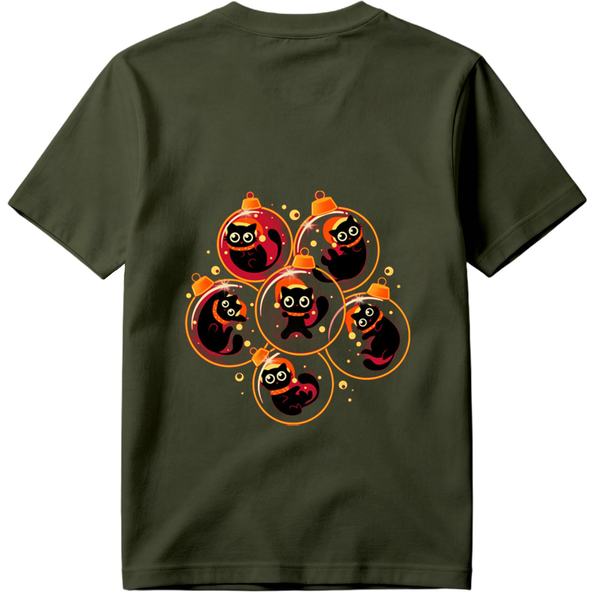Black Cats in Christmas Ornaments - Tee