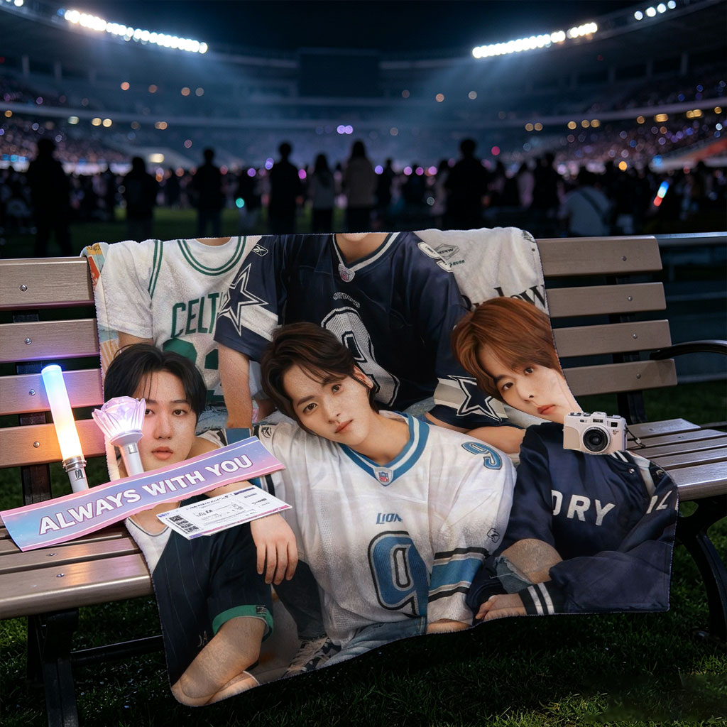 ENHYPEN Group Photo in Casual Sportswear Pose Together on Colorful Background - Blankets
