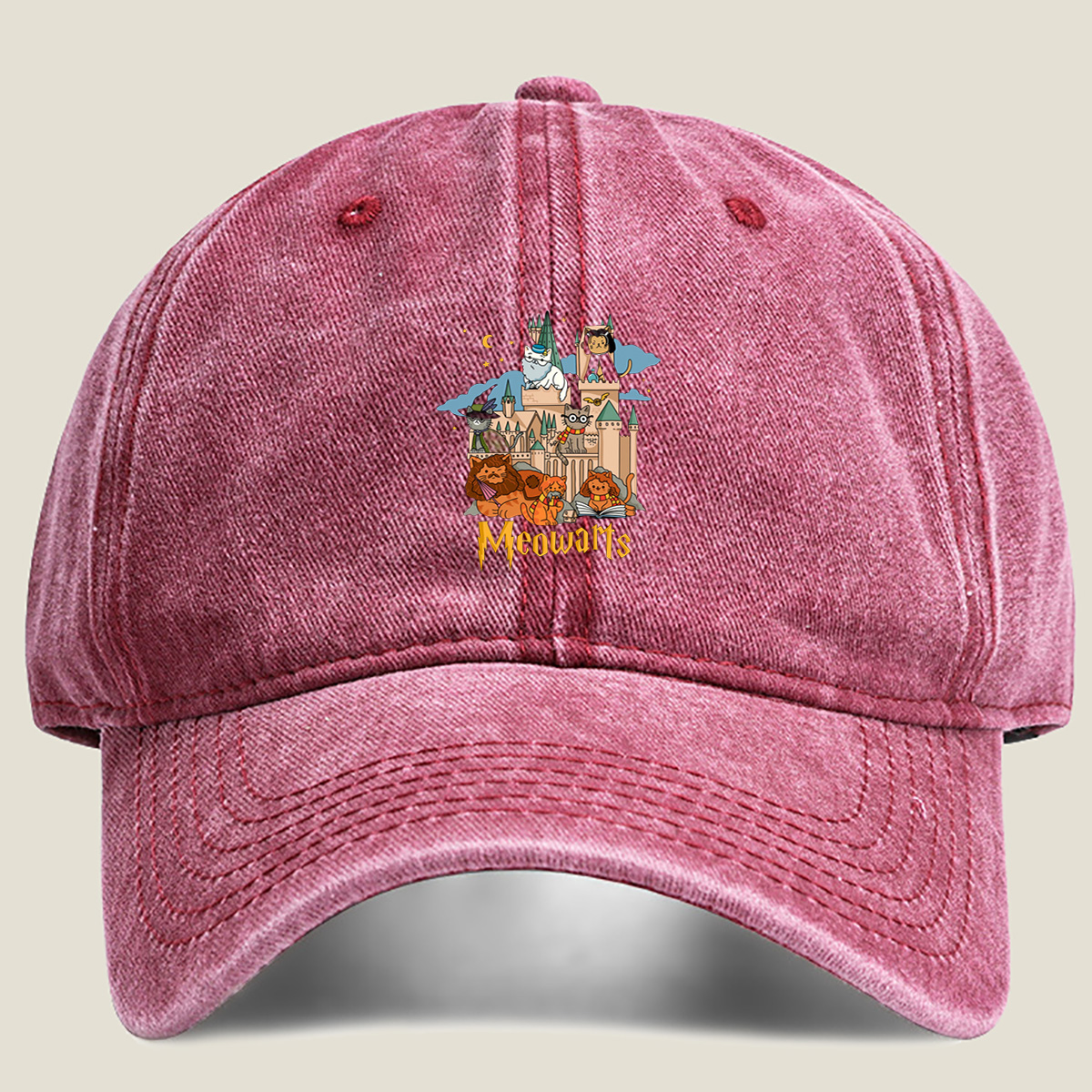 Meowarts: Cats in a Magical Castle - Washed Denim - Baseball Cap