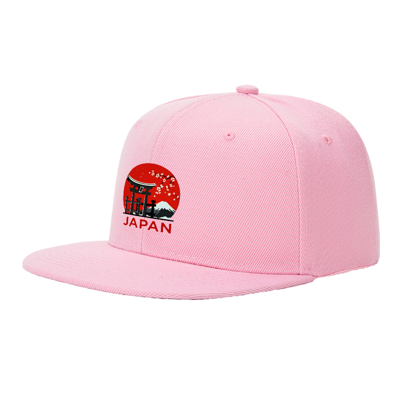 Flat Brim Baseball Cap Japan Cherry Blossom Torii Gate Design Streetwear Underground Skate Style for Basketball Courts Urban Streets Skate Parks Skaters Rappers Streetwear Enthusiasts