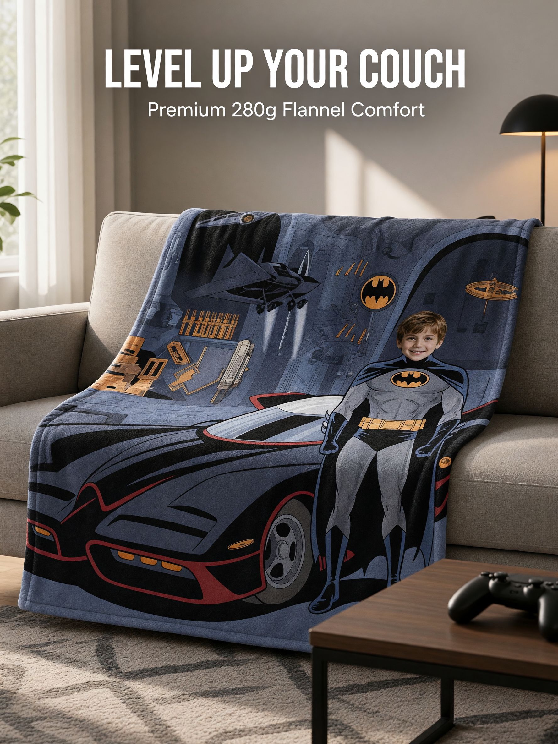 Personalized Custom Photo Superhero Blanket, Ultra-Soft Anti-Pilling Flannel Fleece Throw, Ideal Cozy Bed Sofa Gift