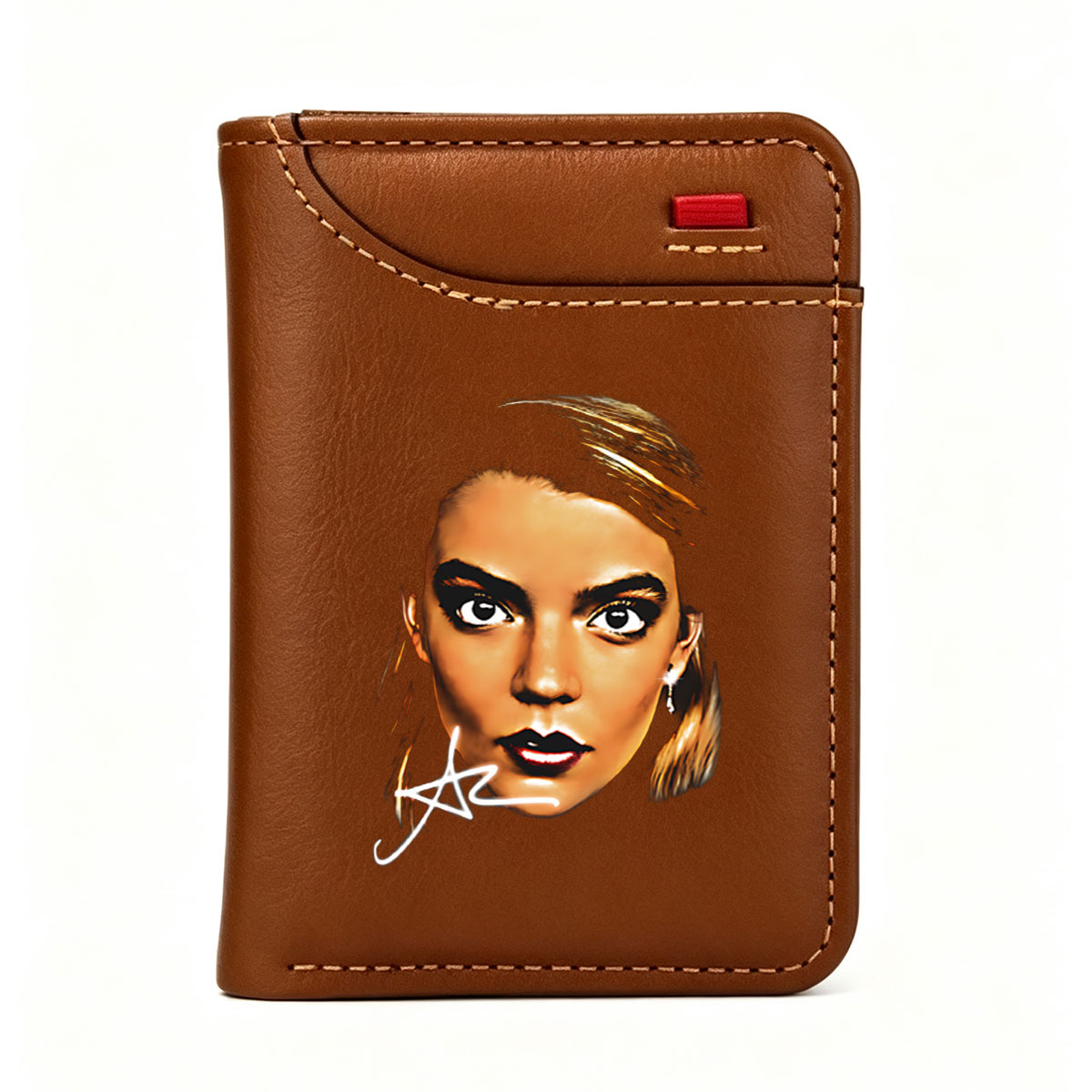 Portrait of a Woman with Dramatic Makeup and Signature - Vertical Style Wallet